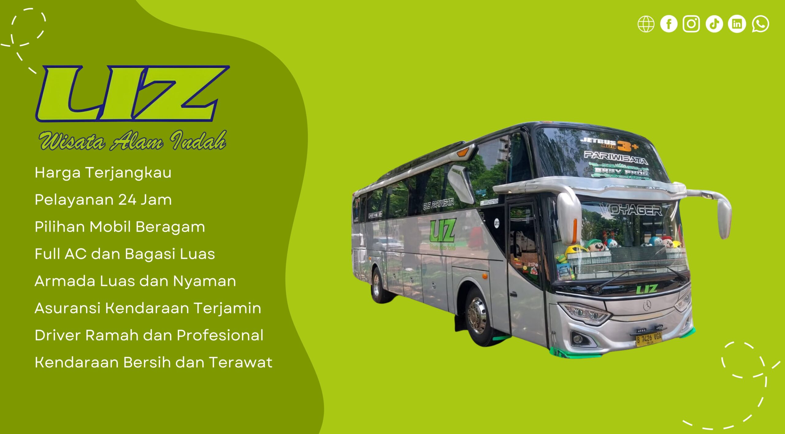 Big Bus JB3 - Liz Wisata Alam Indah Banner 65 x 40