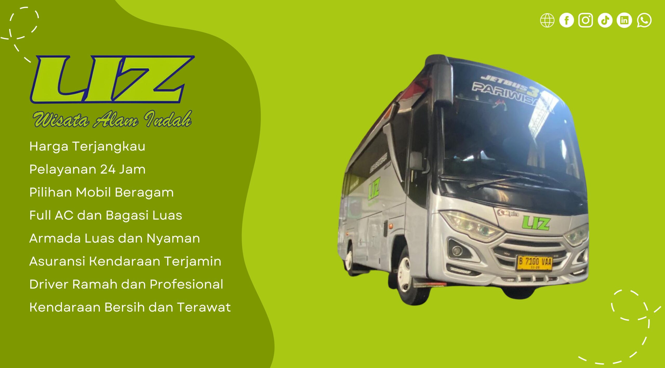 Medium Bus JB3 - Liz Wisata Alam Indah Banner 65 x 40